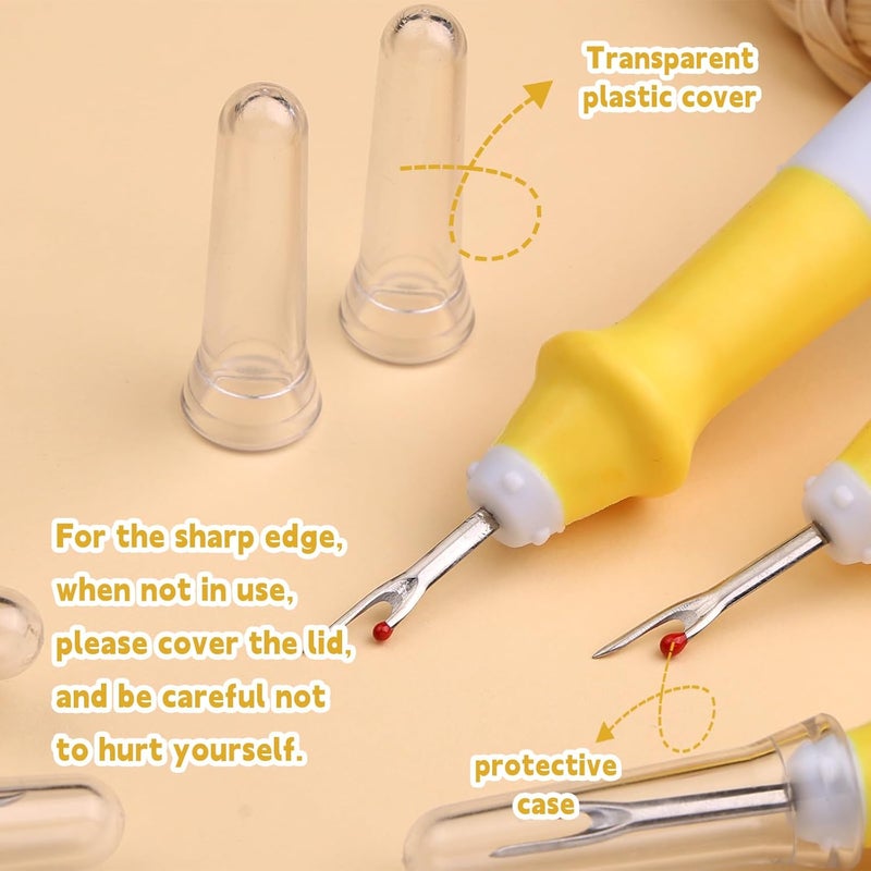 ZMAAGG 5 Pcs Ergonomic Grip Seam Ripper, Seam Ripper Set, Yellow Seam Rippers for Sewing,Thread Remover Tool for Crafting Removing Embroidery Hems Seams (Yellow) - Image 3